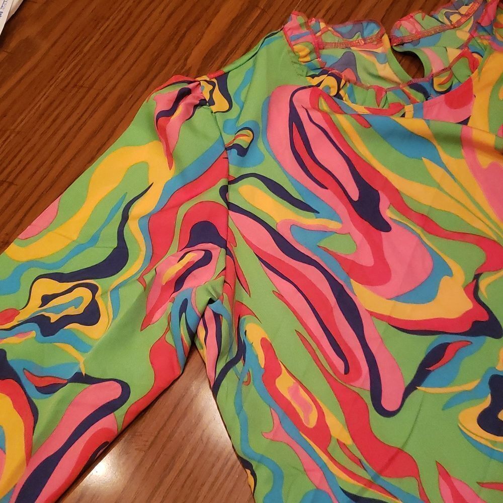 Gorgeous Vibrant Abstract Women's Top - Sz 14 - Picture 6 of 7